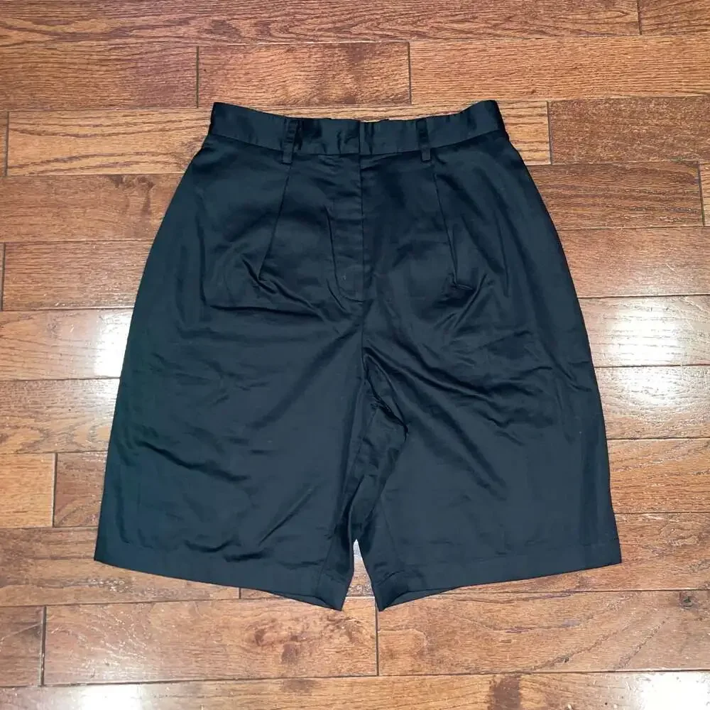 Grammar NYC Black Organic Cotton Tailored Shorts Minimalist Quiet Luxury 30